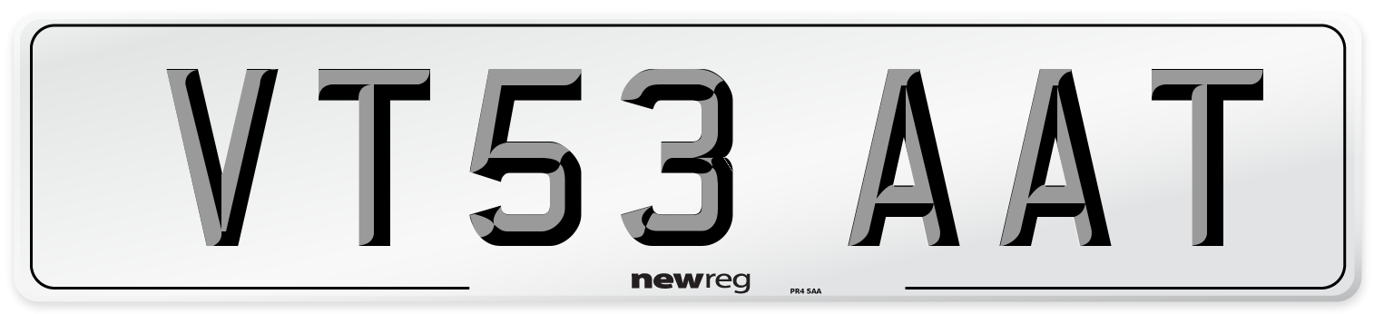 VT53 AAT Number Plate from New Reg